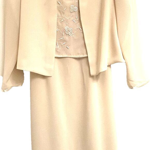 R&M Richards, Size 18, Cream, 2-Piece Dress with Jacket; Embroidered Bodice NEW! - Picture 3 of 15